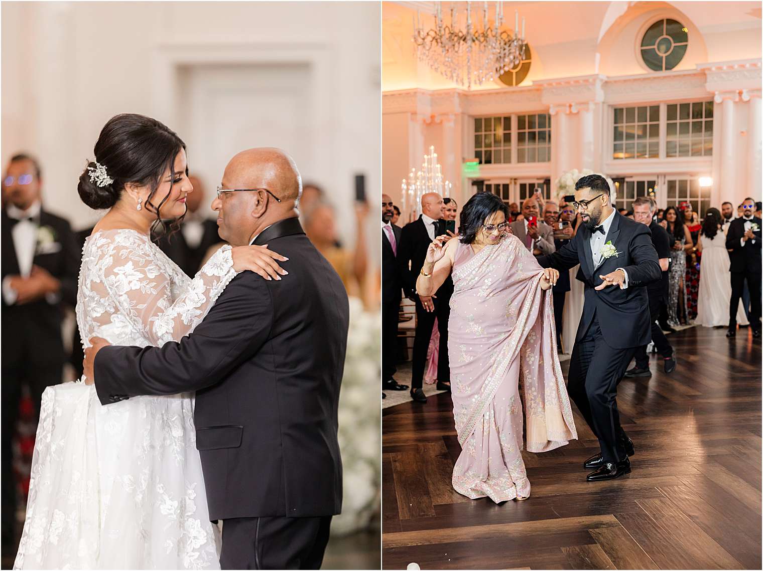 bride and groom dancing with their parents