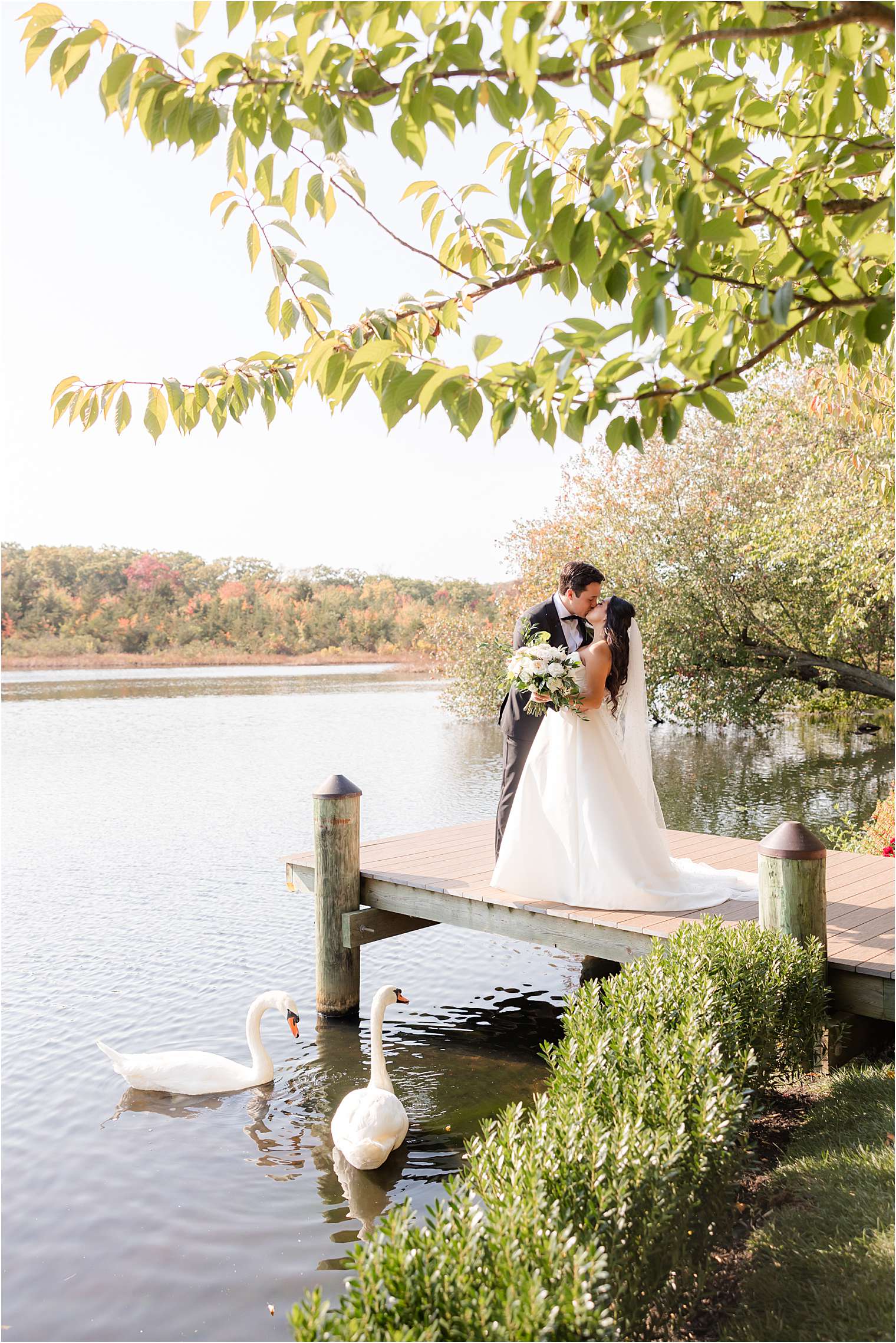 husband and wife kissing