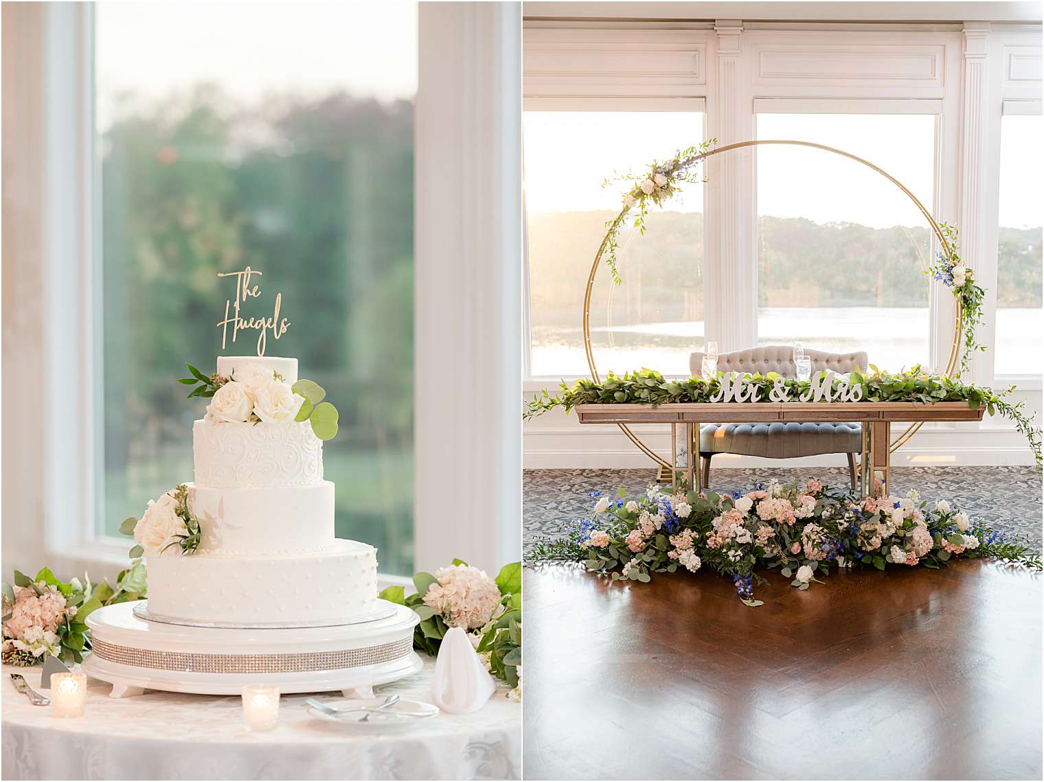 wedding cake and sweetheart table 