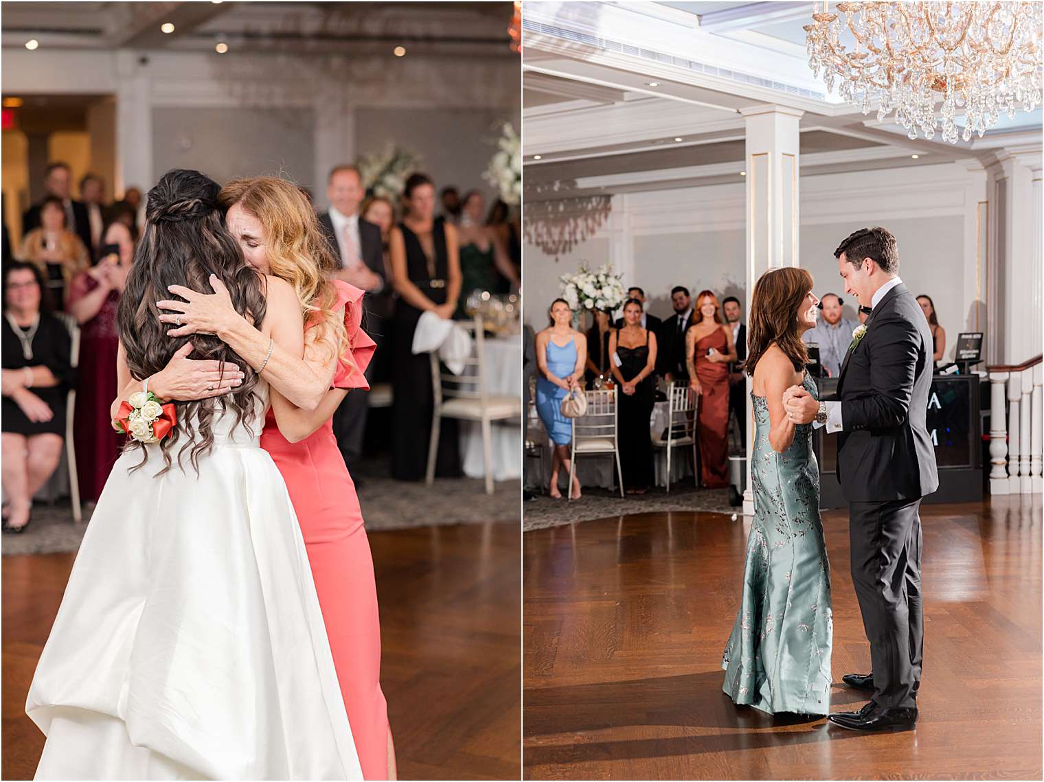 bride and groom dancing with their mothers