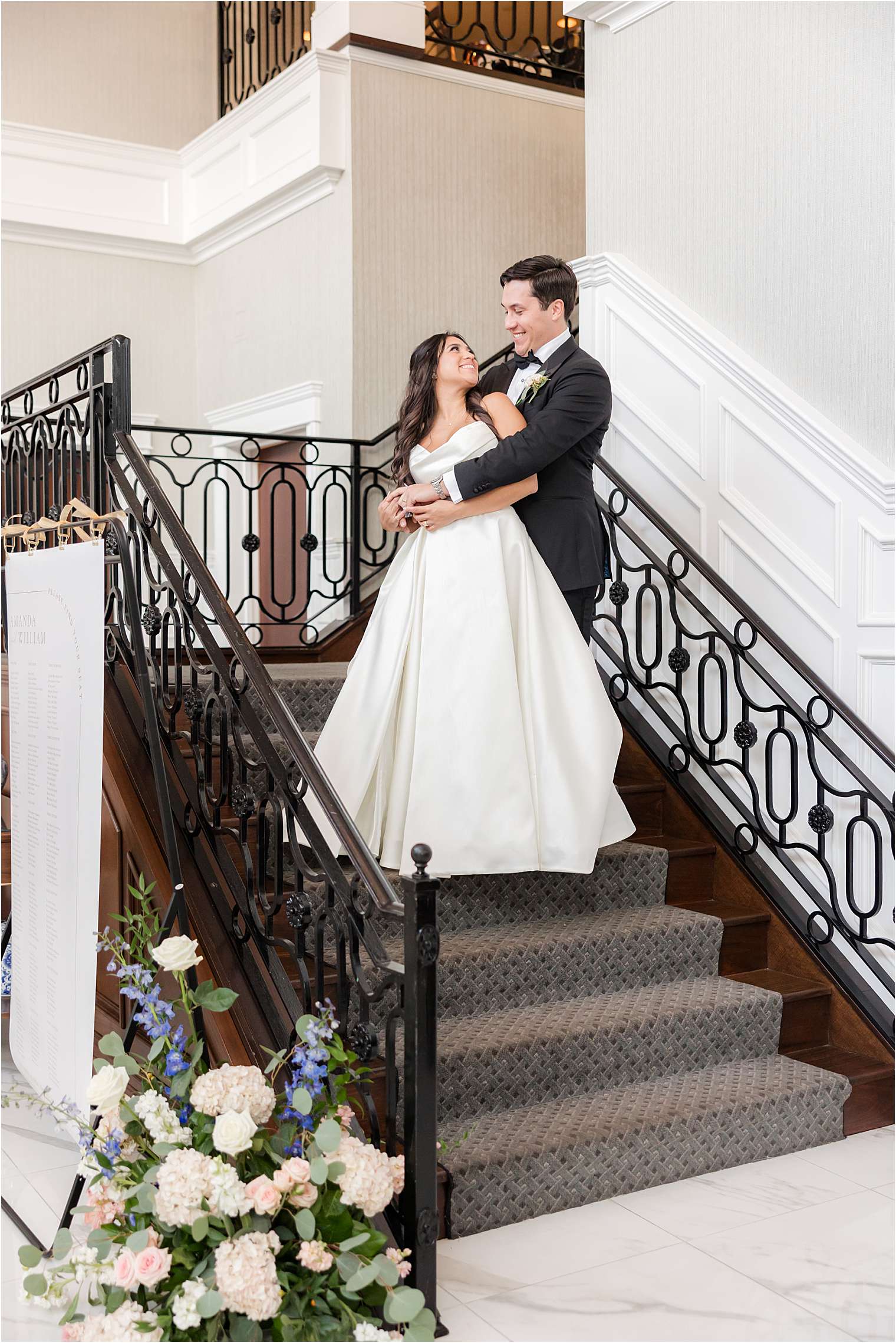 bride and groom posing 