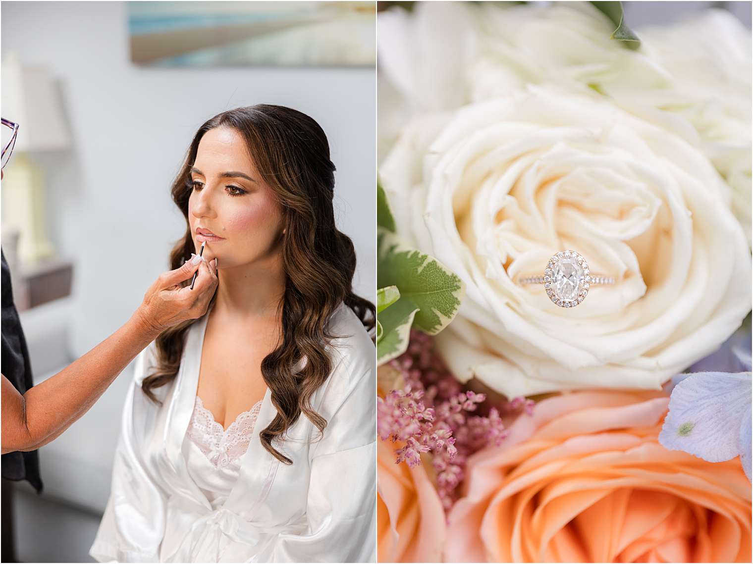 Bridal makeup and wedding rings details 