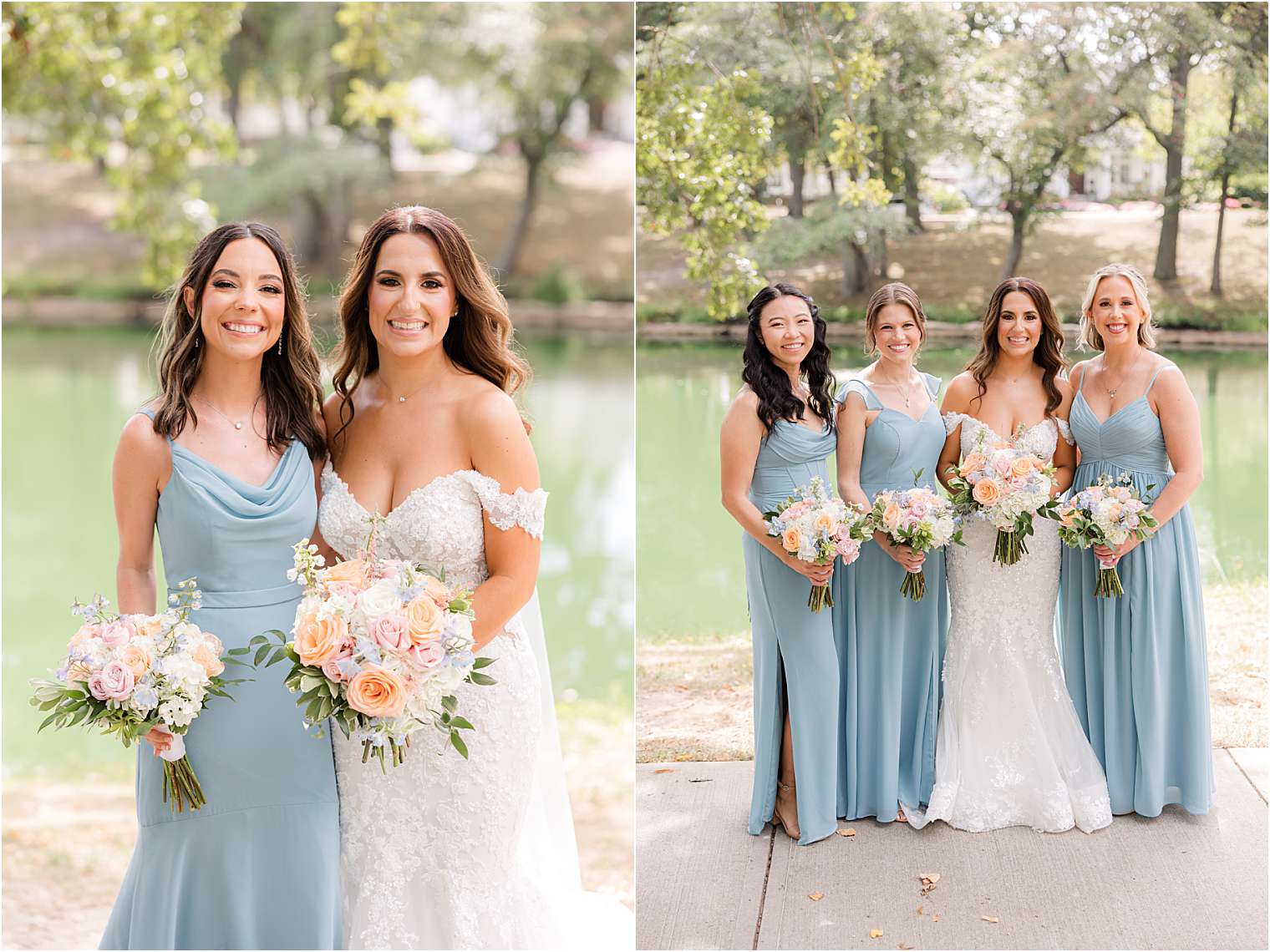 Bride posing with two of her bridesmaids