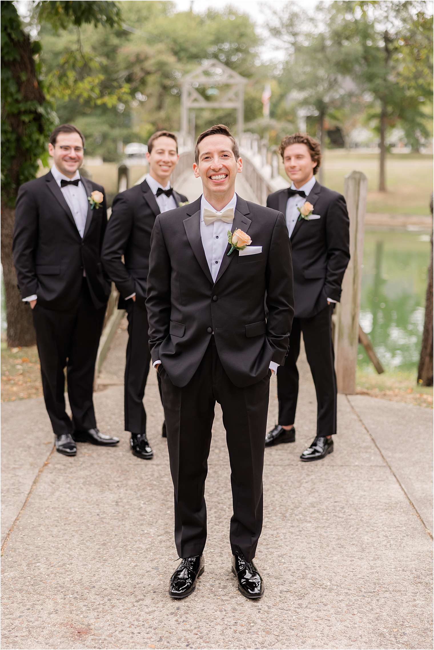 groom walking with his groomsmen