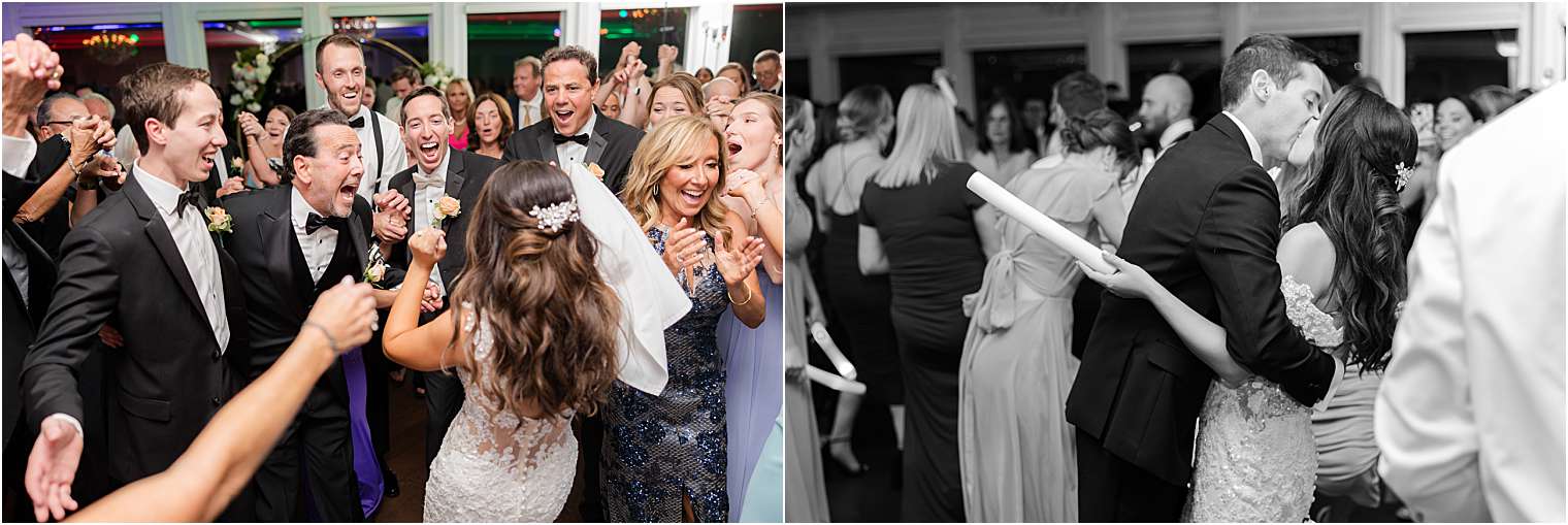 husband and wife dancing with their guests in the ballroom