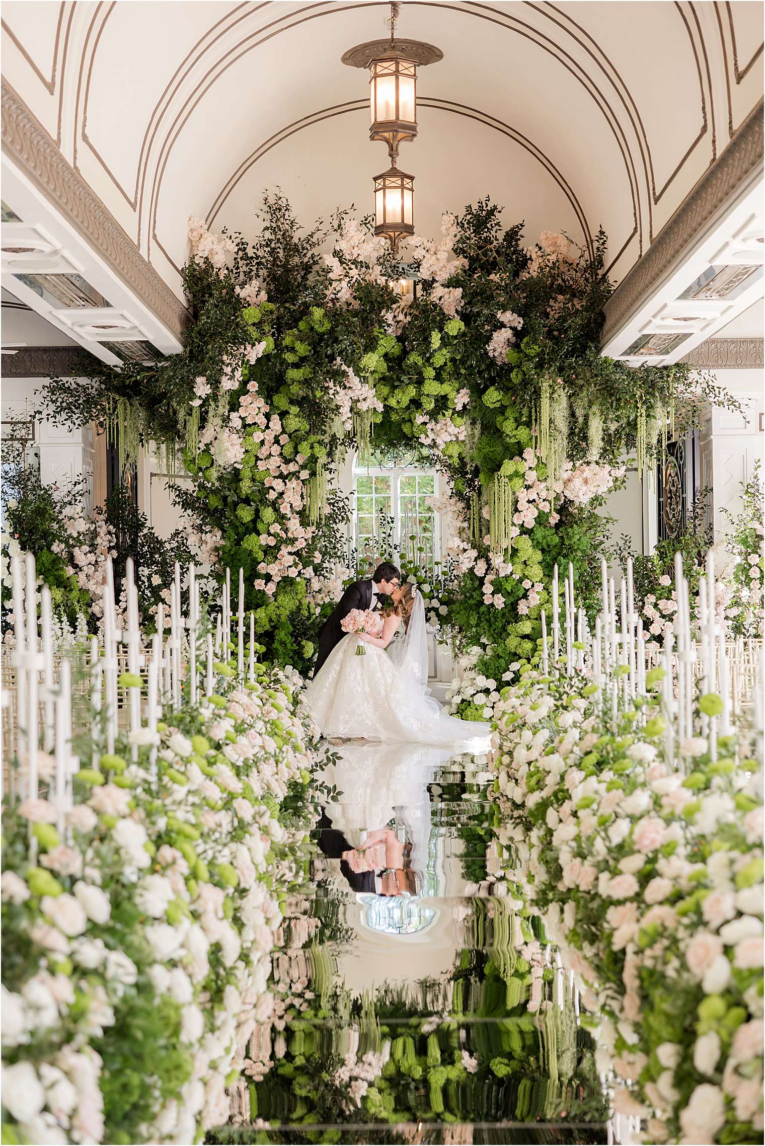 bride and groom kissing