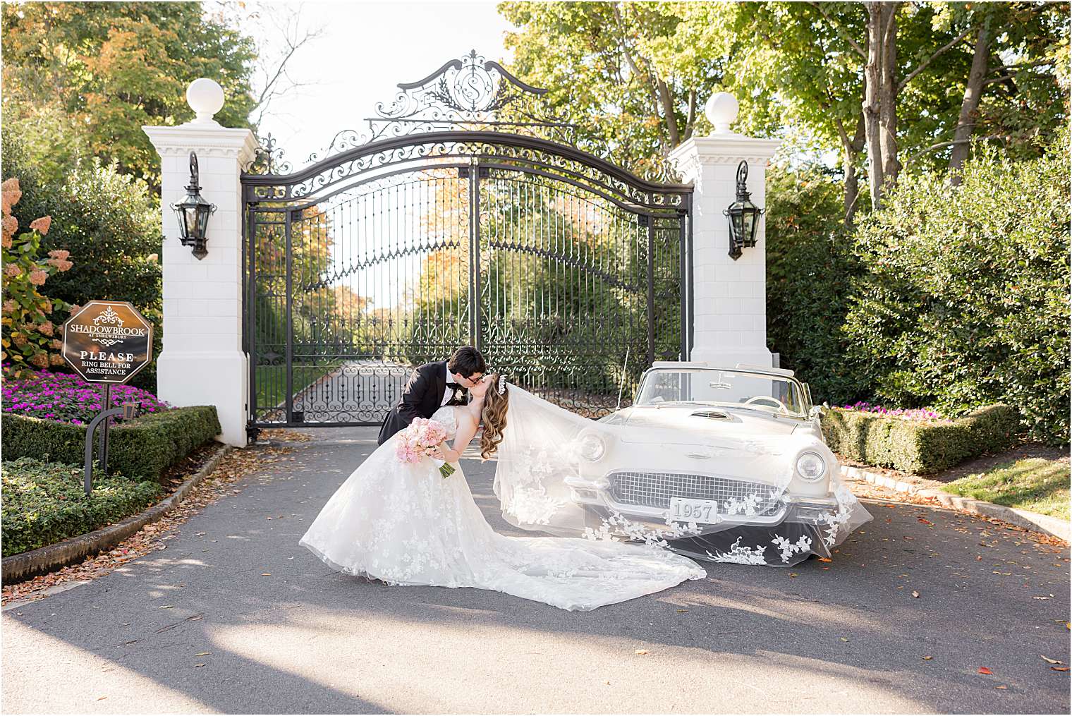 bride and groom kissing