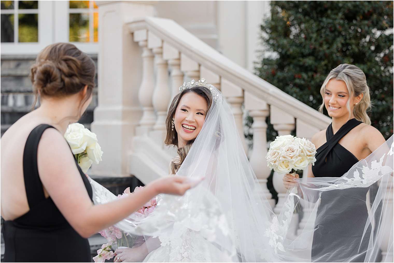 bride with her bridesmaids