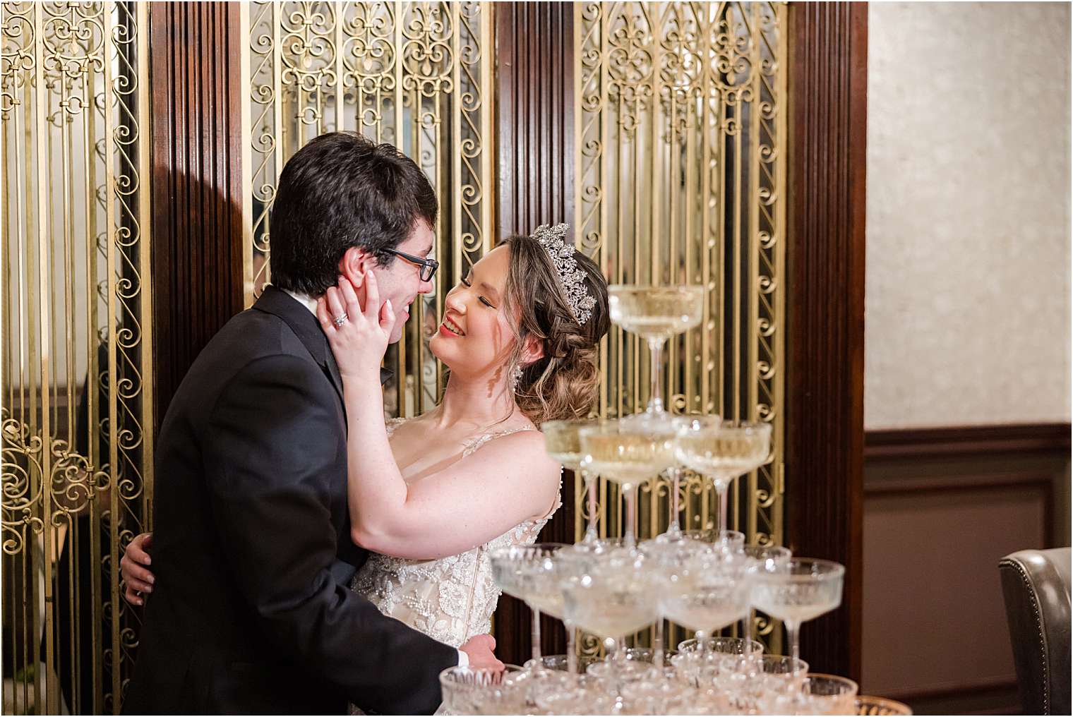 bride and groom celebrating