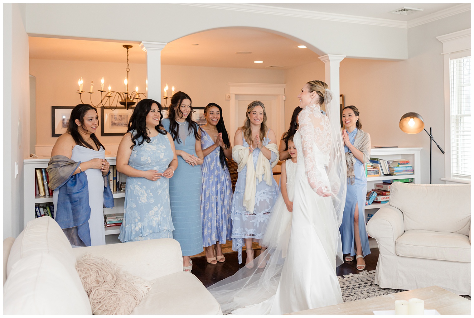 bride with her bridesmaids