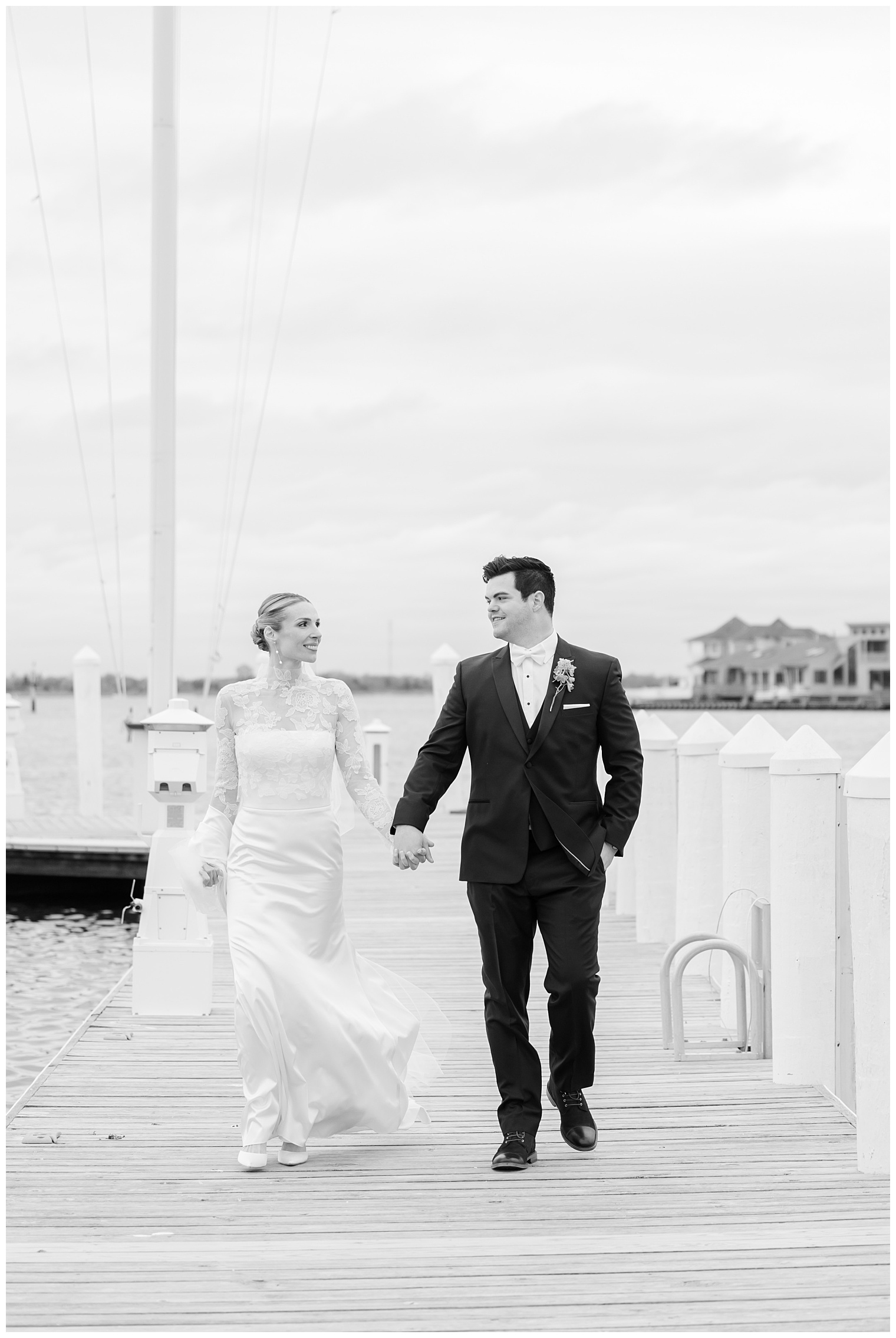 bride and groom walking