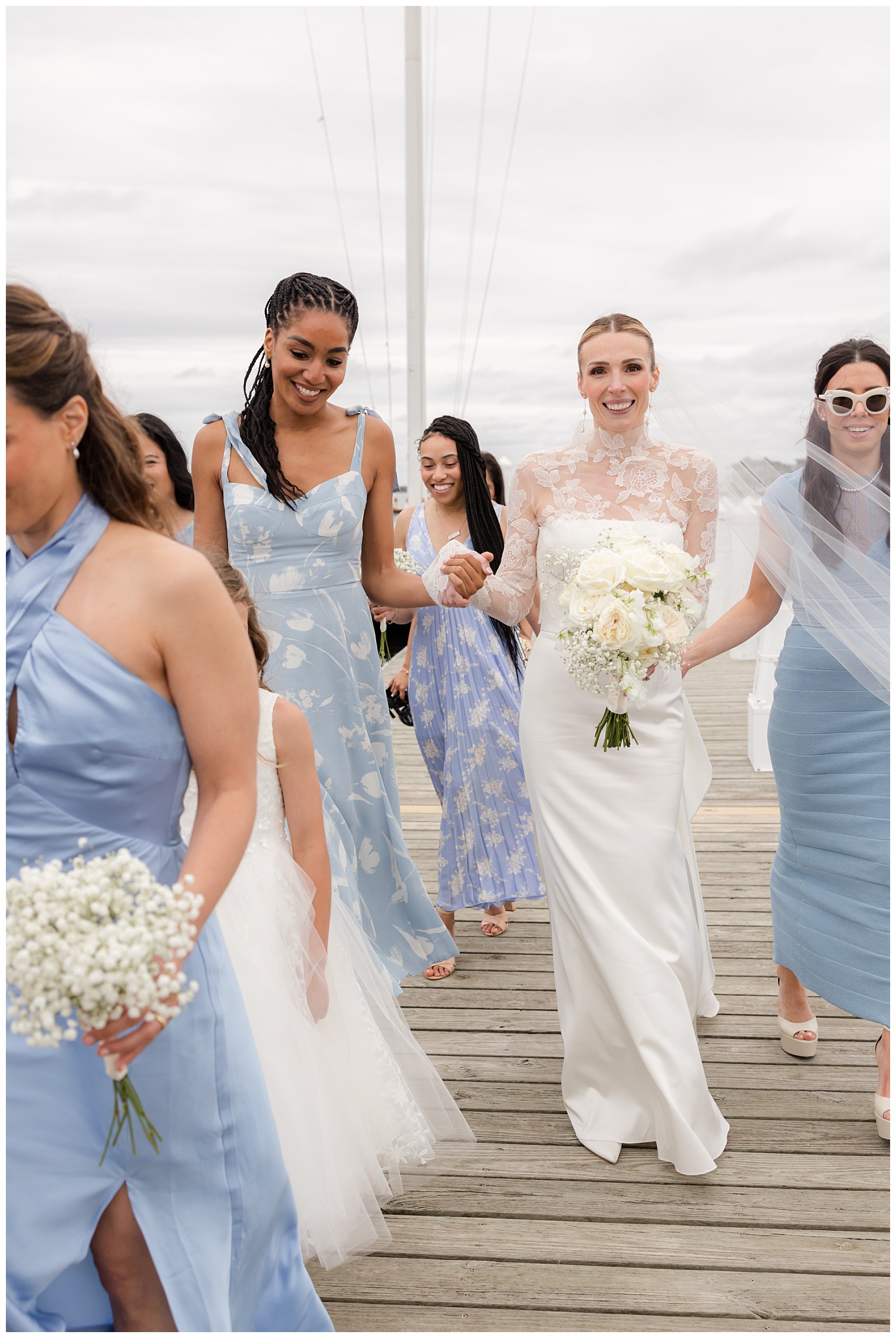 bride with her bridesmaids