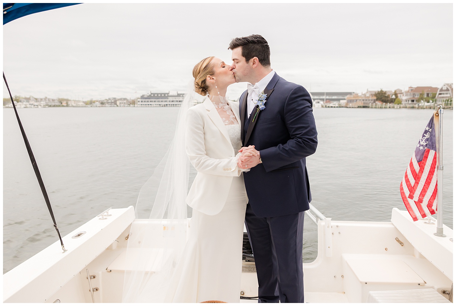 bride and groom kissing