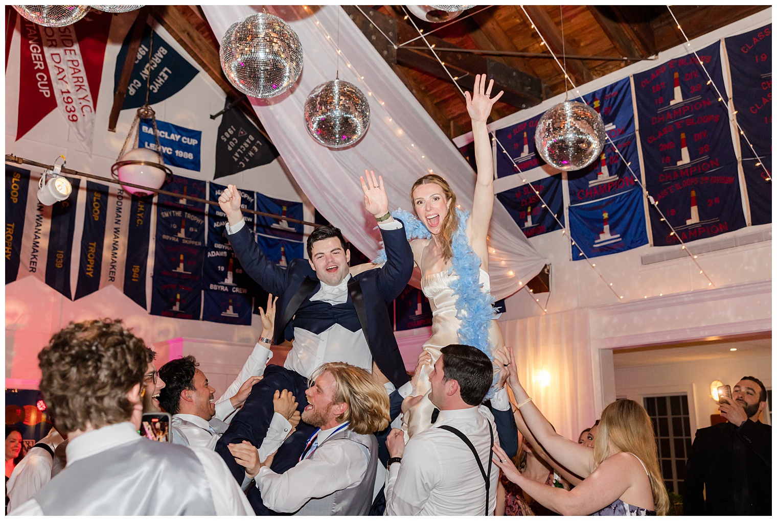 bride and groom celebrating