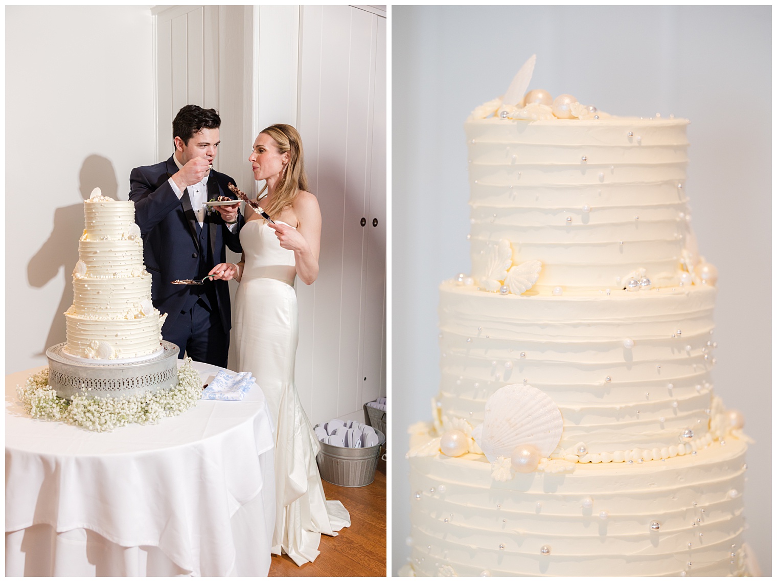 husband and wife cutting the cake