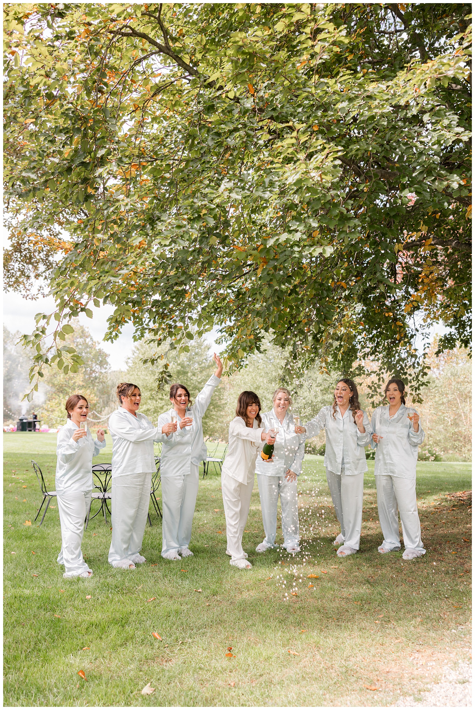 bride celebrating with her bridesmaids