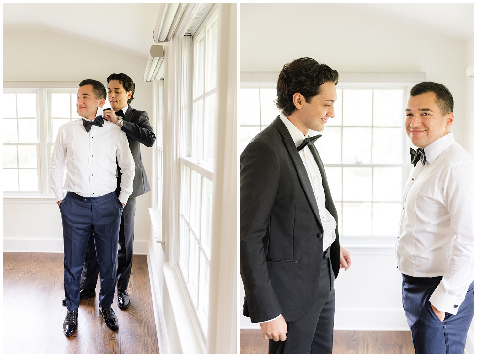 best man helping the groom with final details