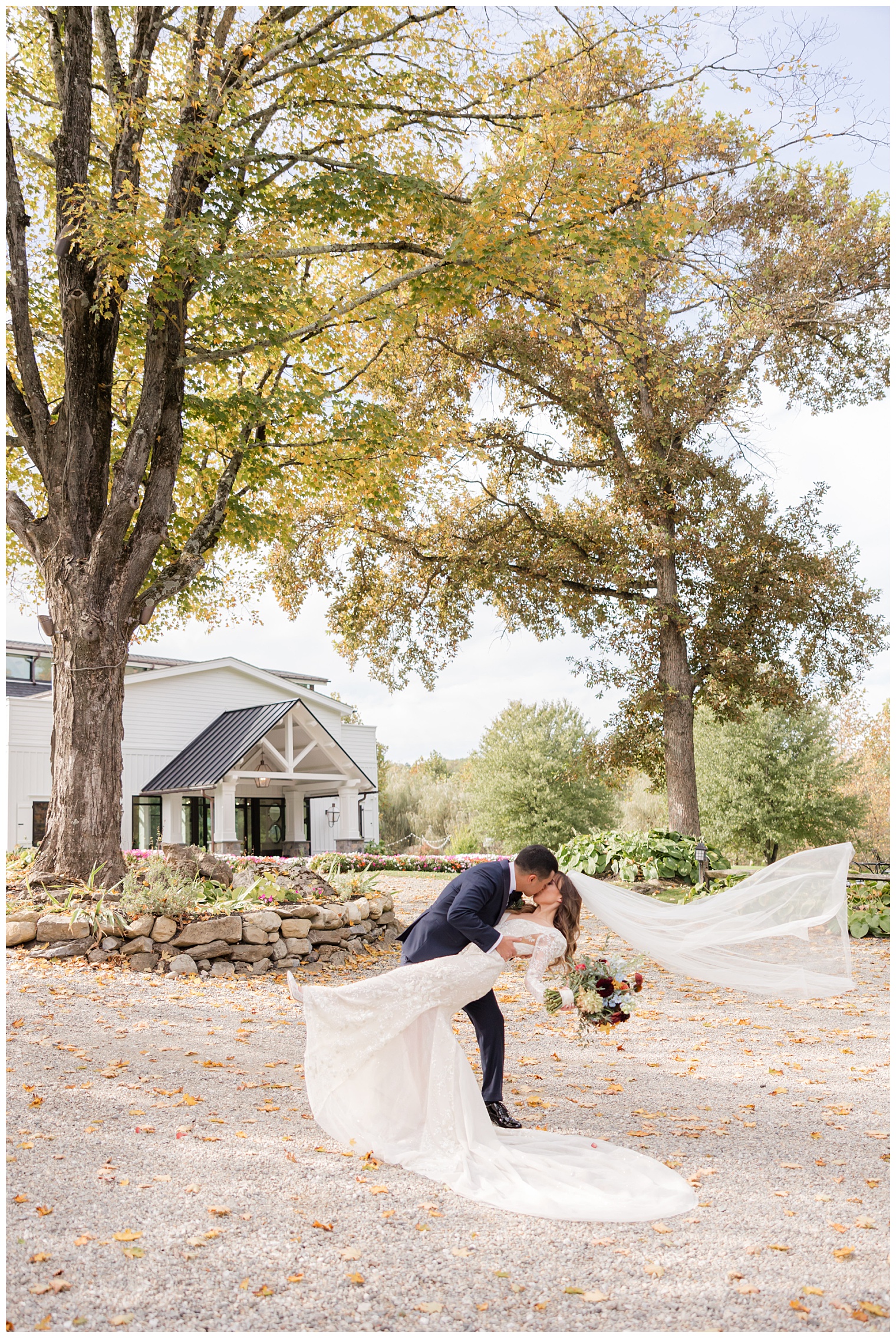 bride and groom kissing