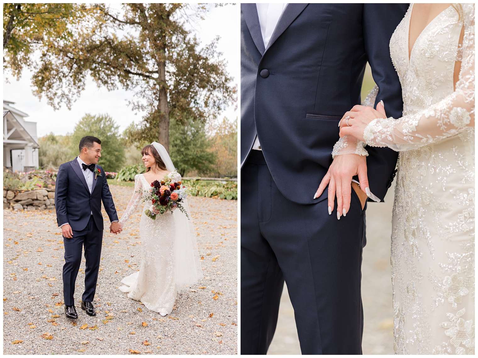 bride and groom walking