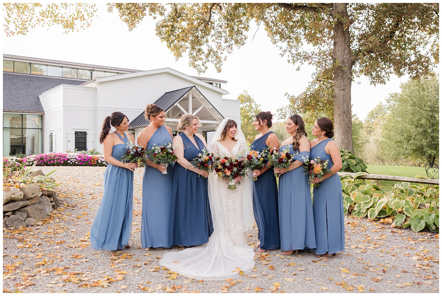 bride with her bridesmaids