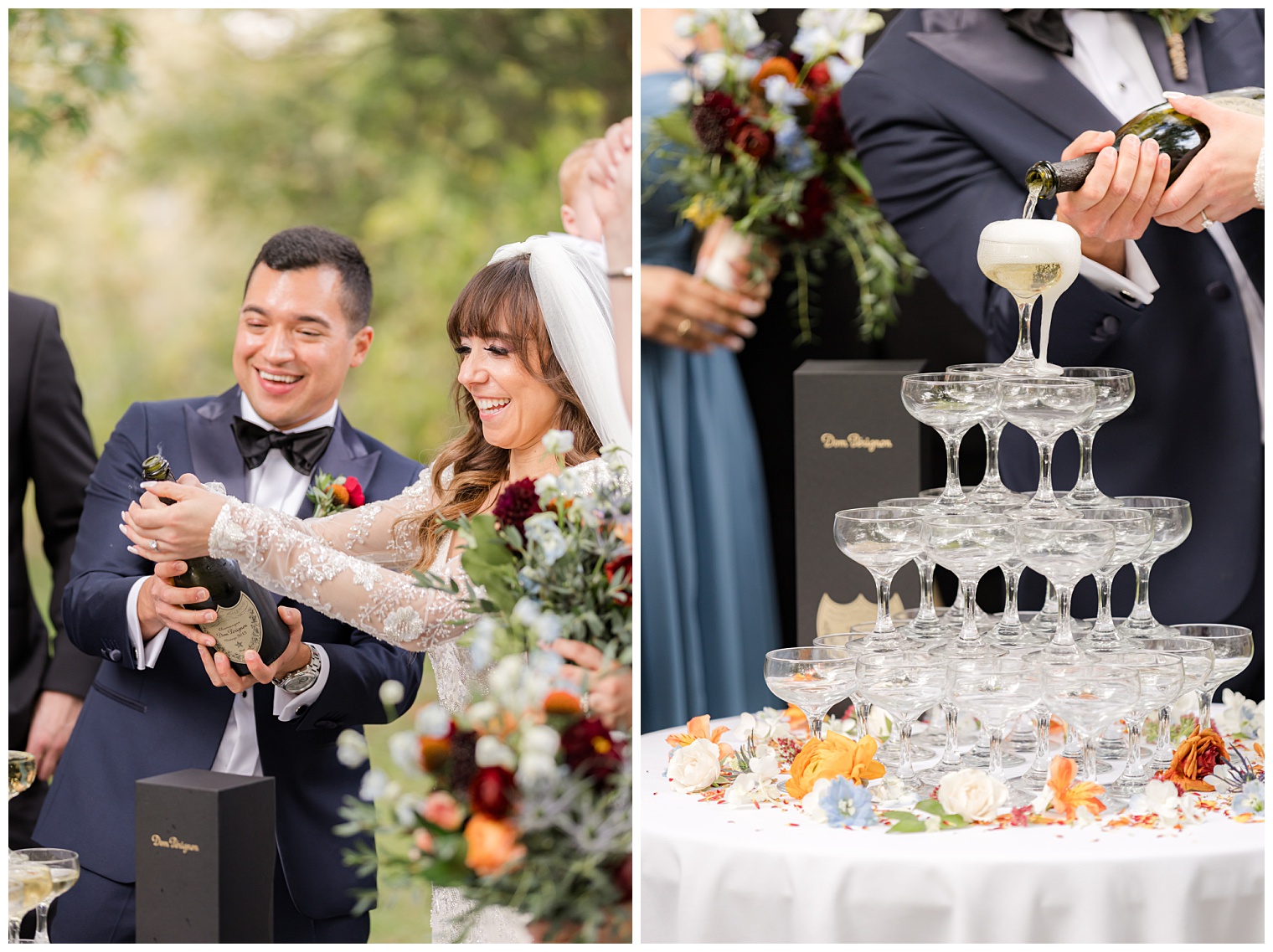 bride and groom celebrating together