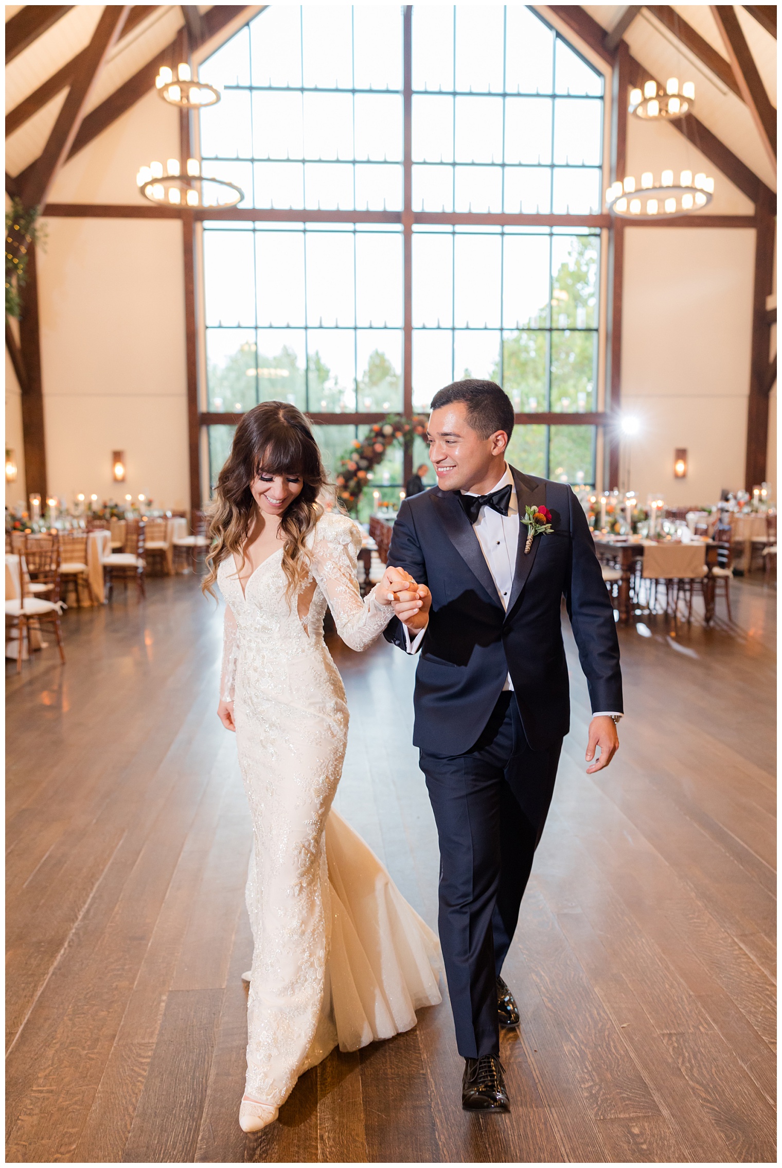 groom and bride in the ballroom