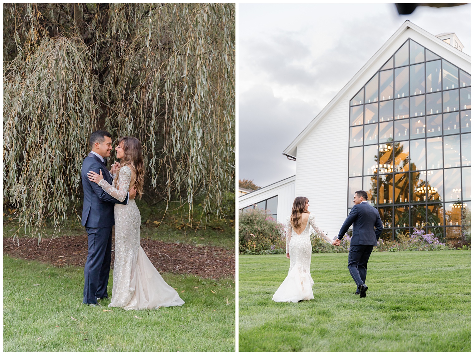 bride and groom walking