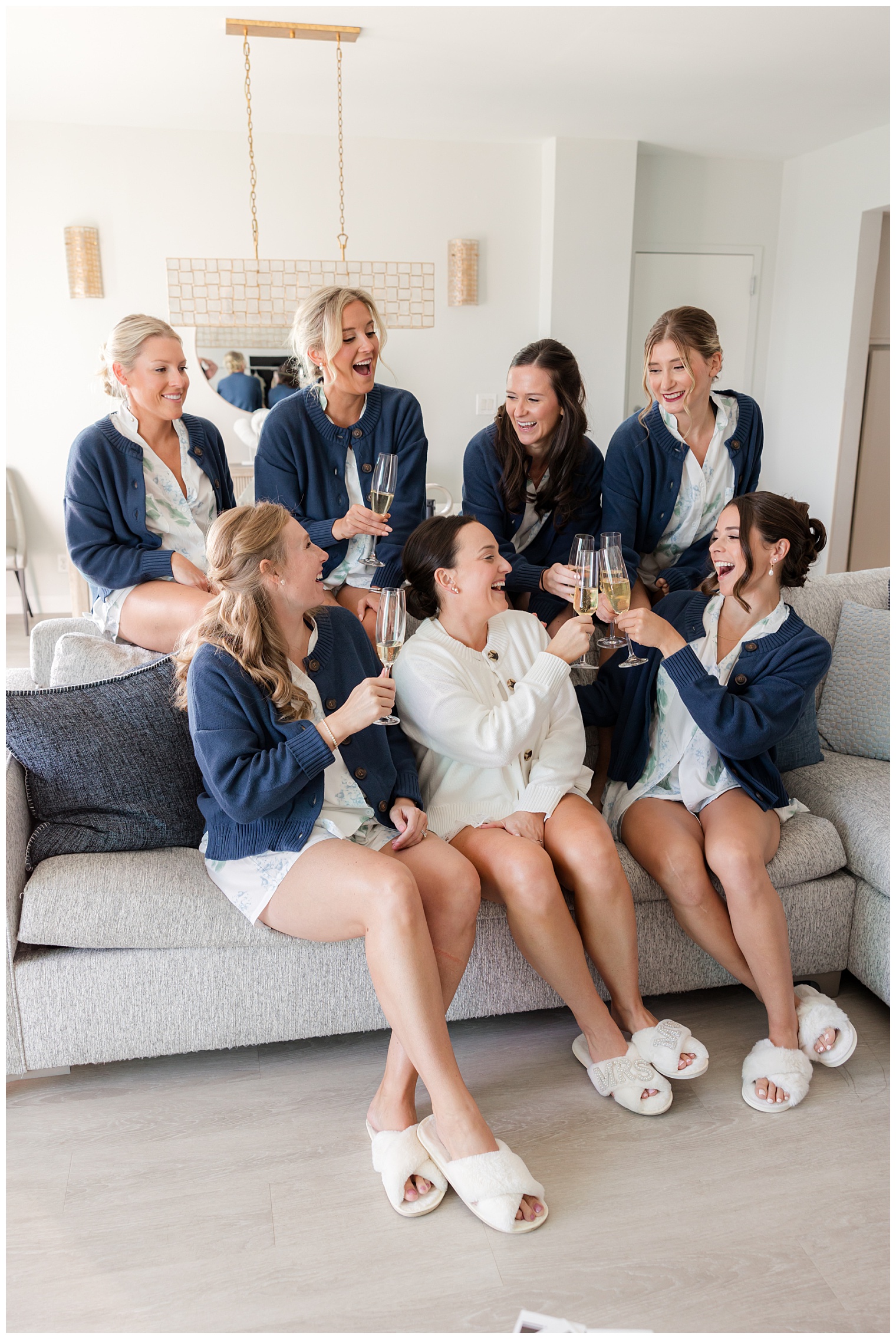 bride celebrating with her bridesmaids