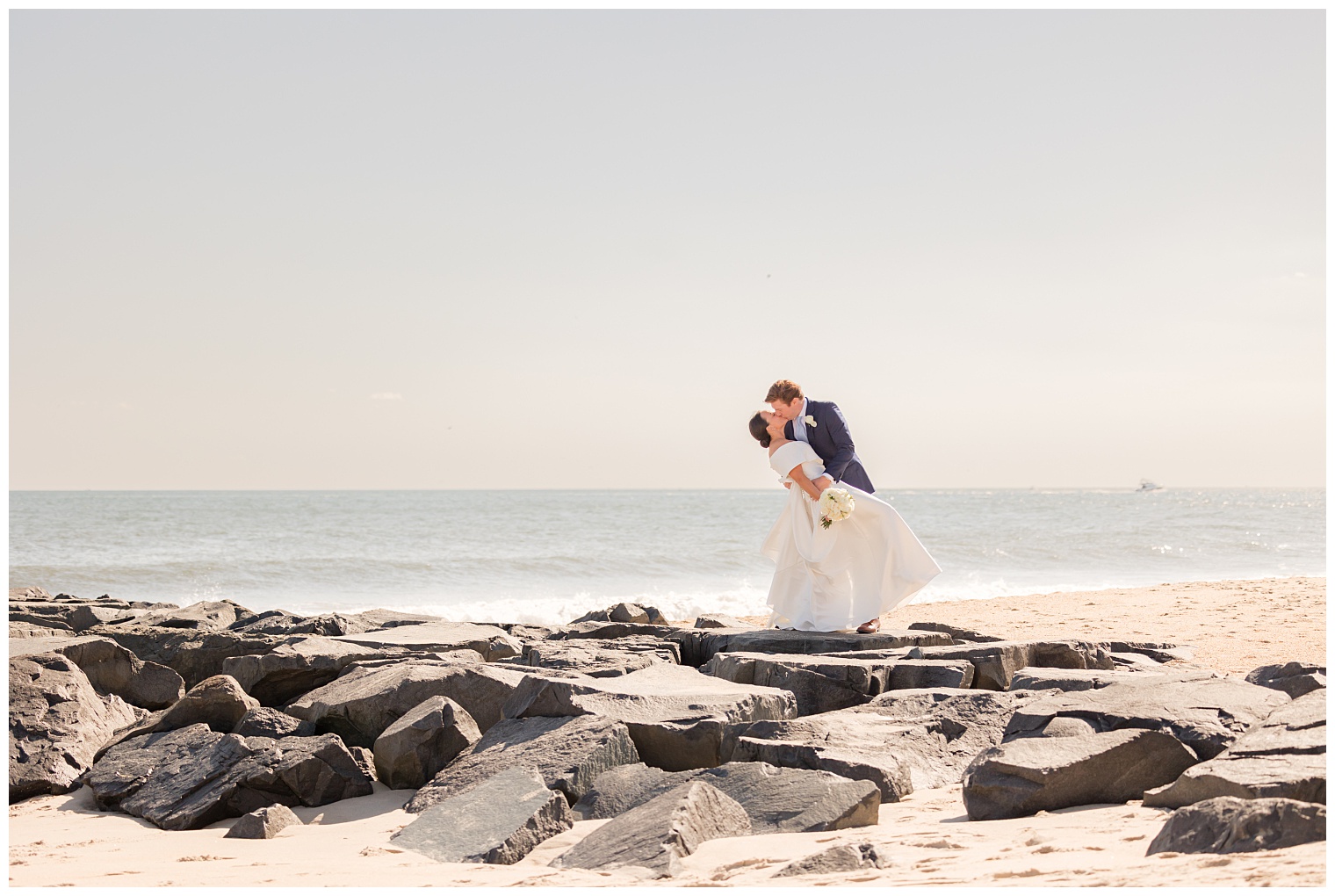 bride and groom kissing