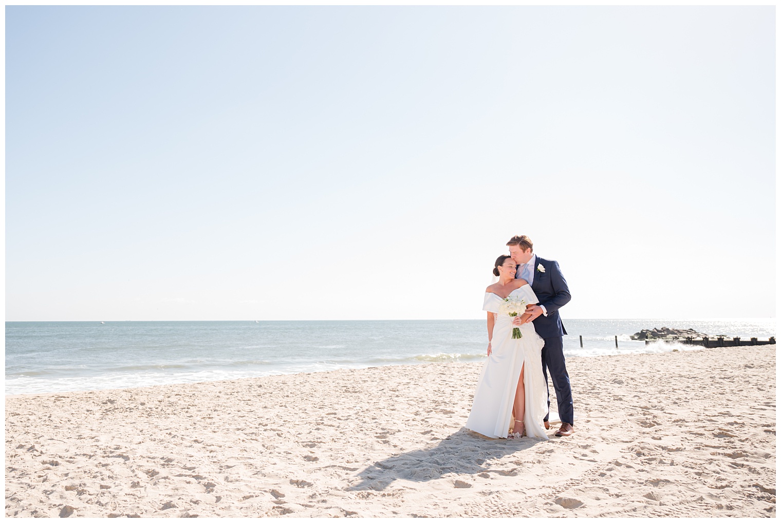 bride and groom on the beach