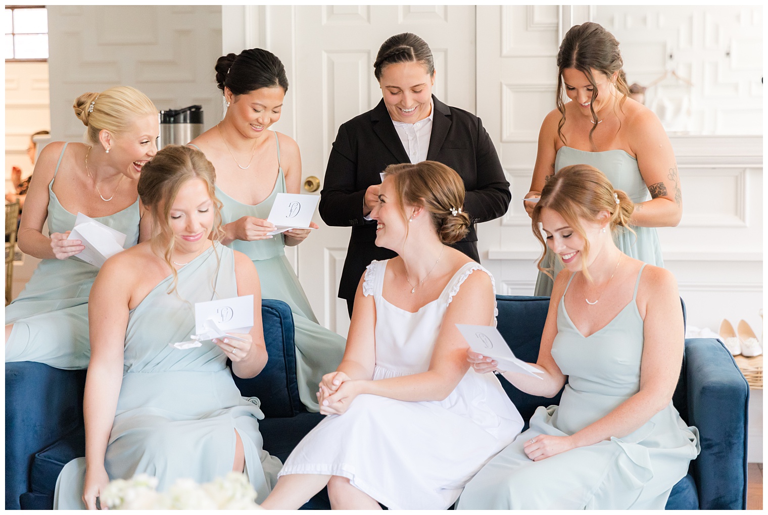 bride with her bridesmaids