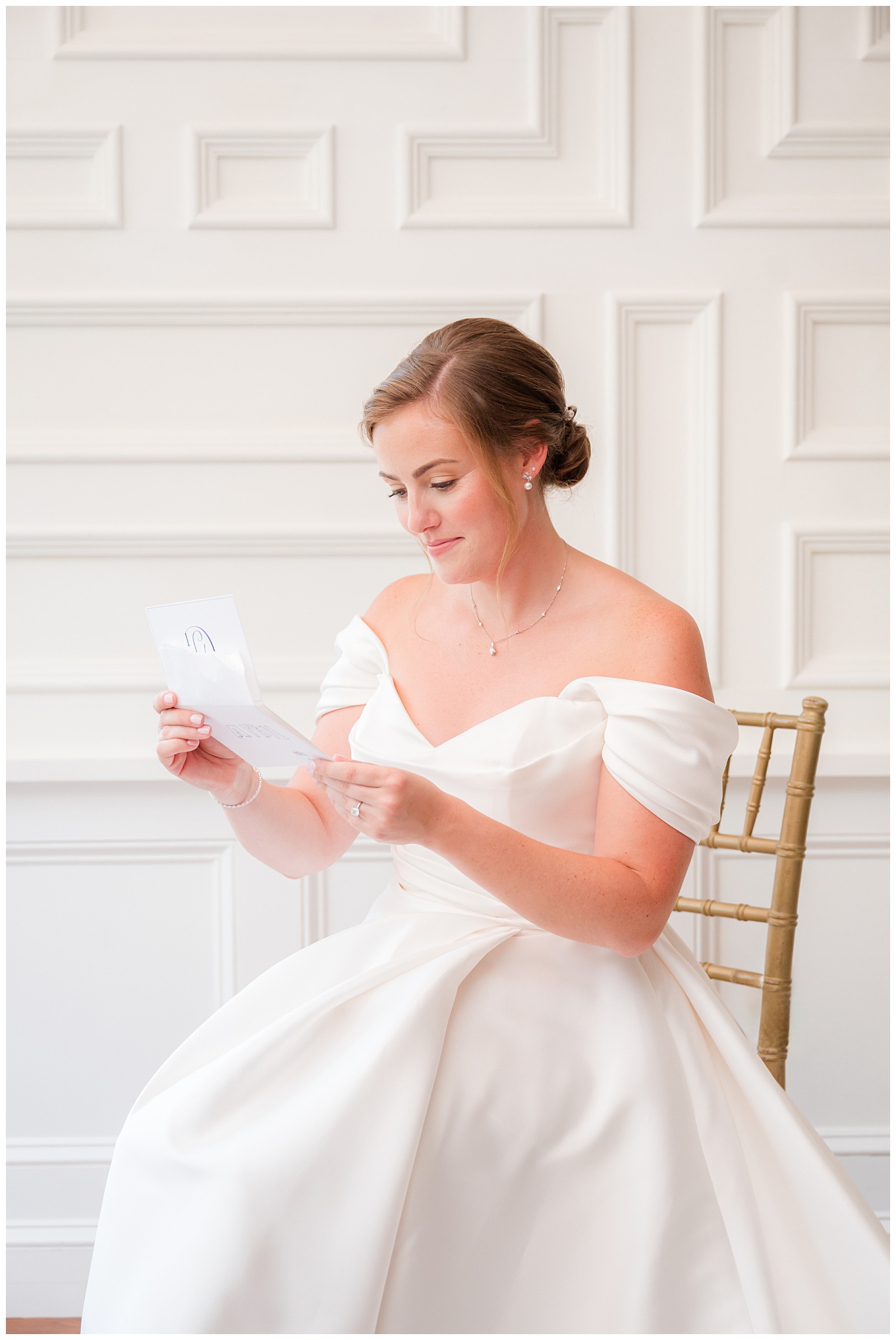 bride reading a letter