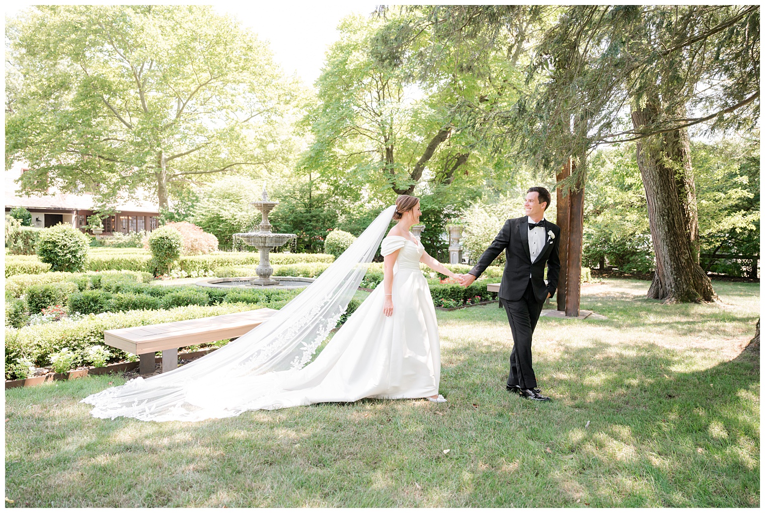 bride and groom walking