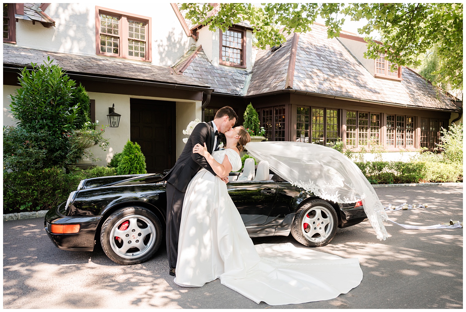 husband and wife kissing