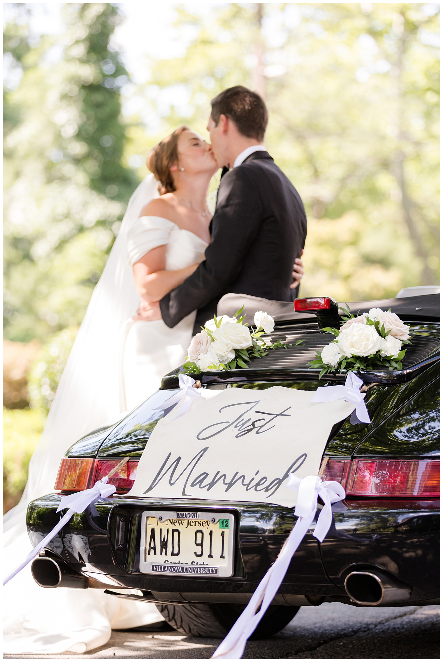 husband and wife kissing