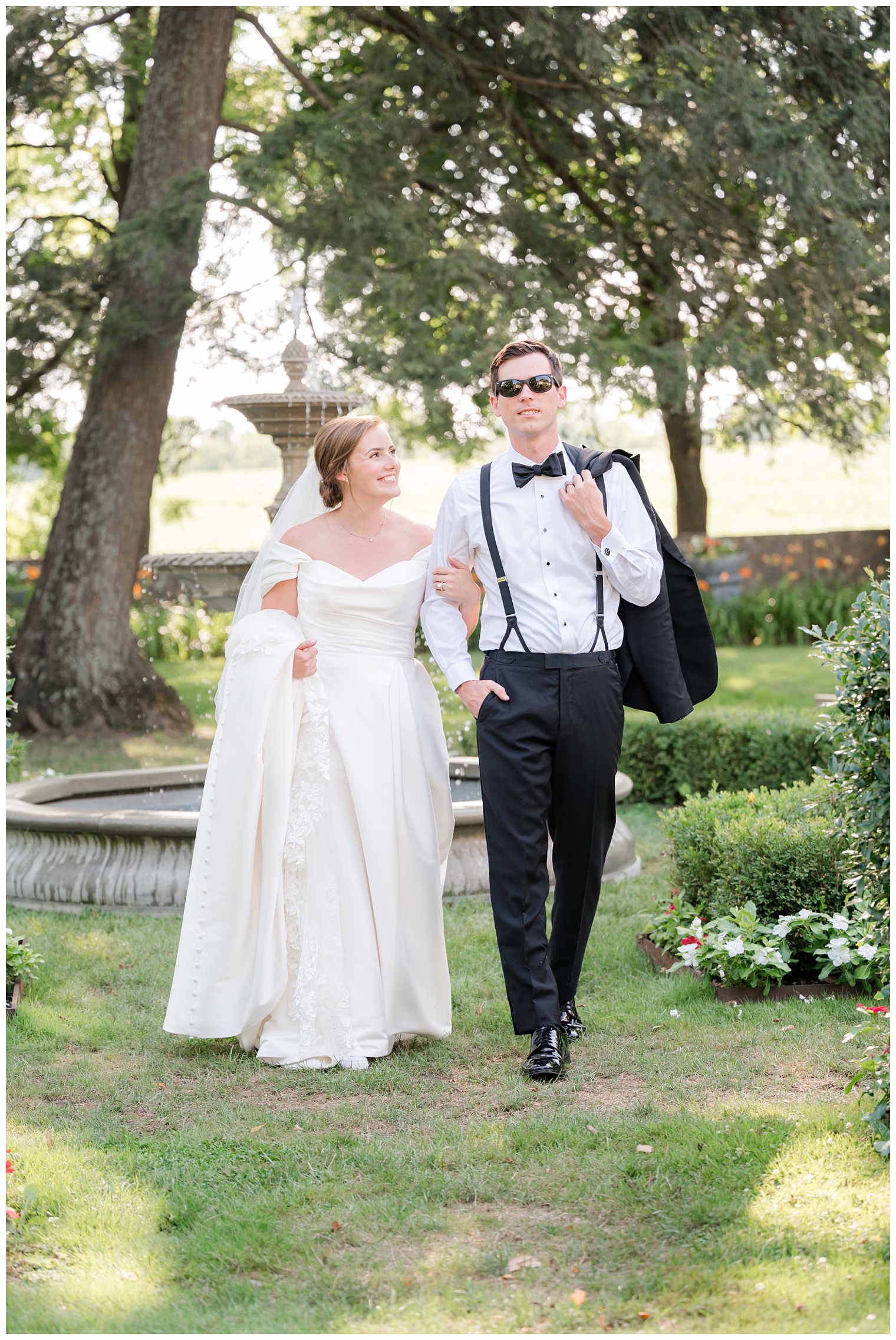 bride and groom walking