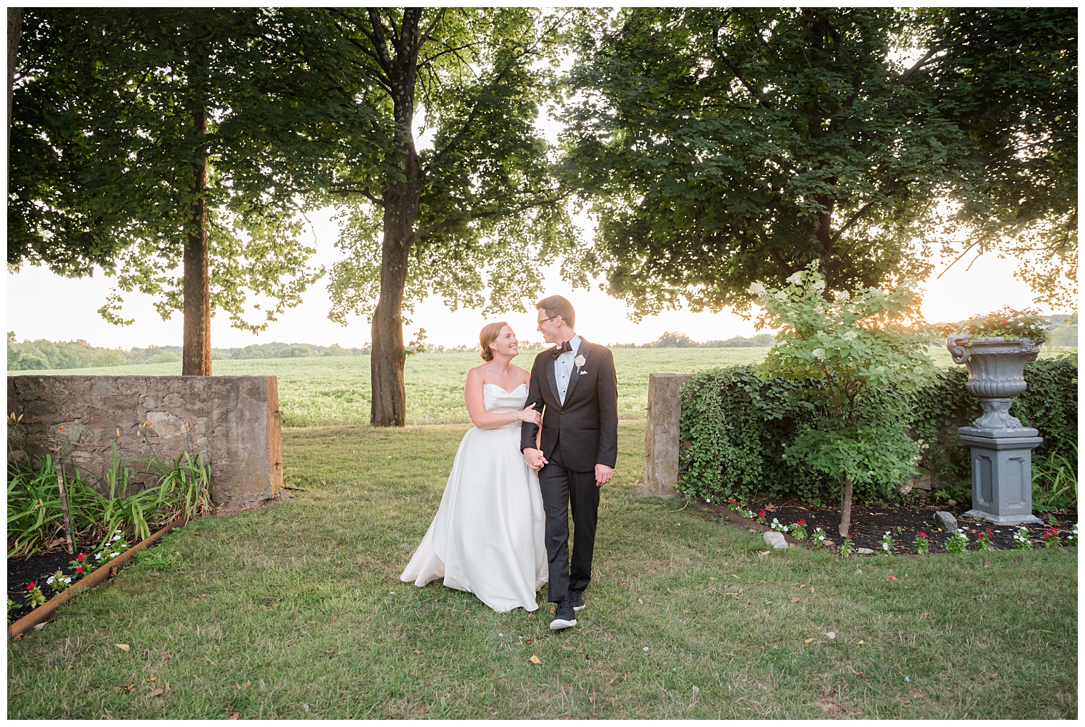 bride and groom walking