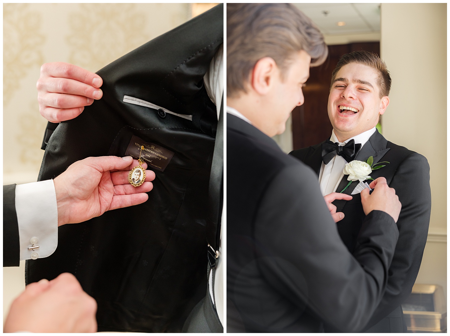 groomsman helping groom