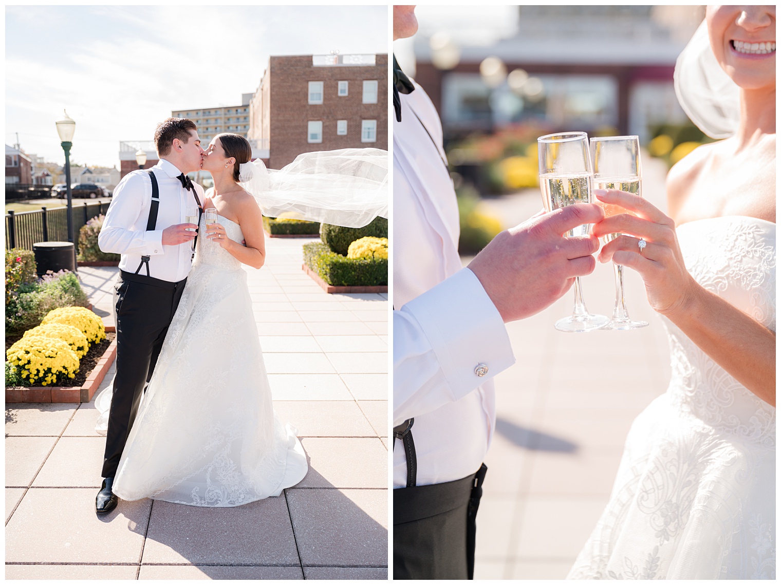 bride and groom celebrating