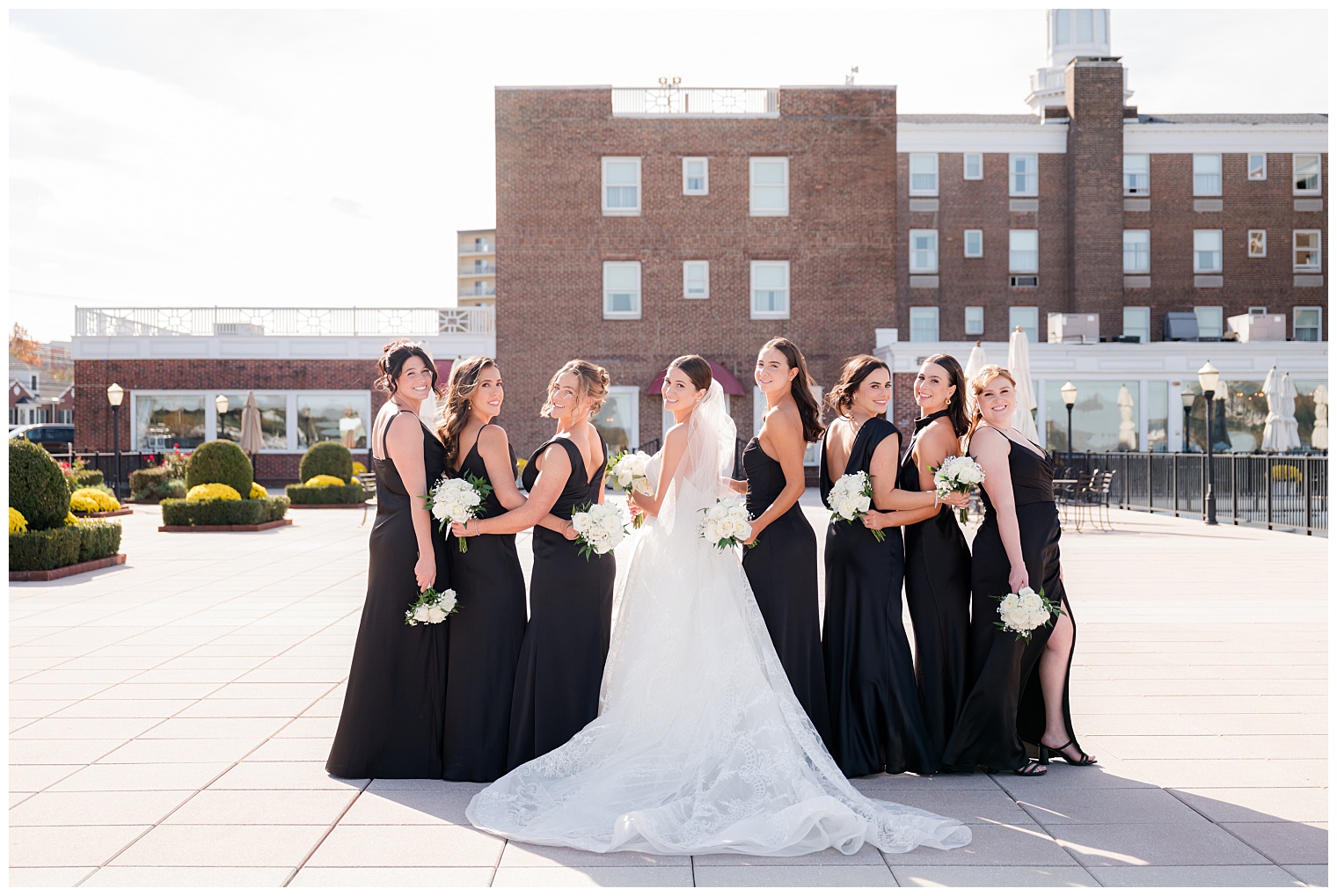 bride with her bridesmaids