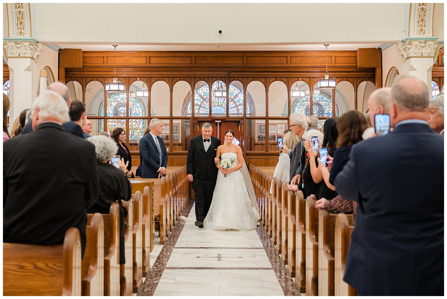 Bride walking down the aisle