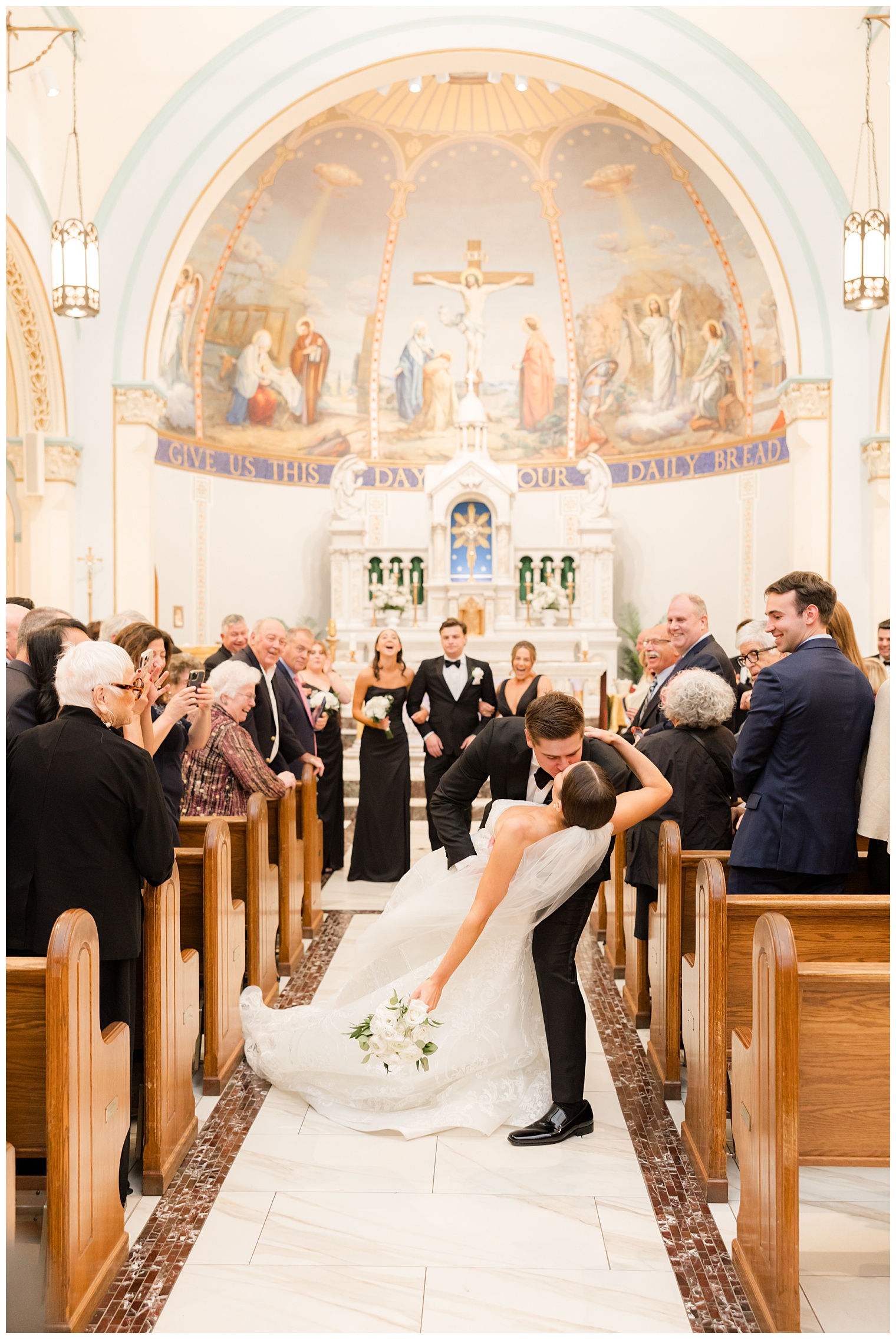 husband and wife kissing