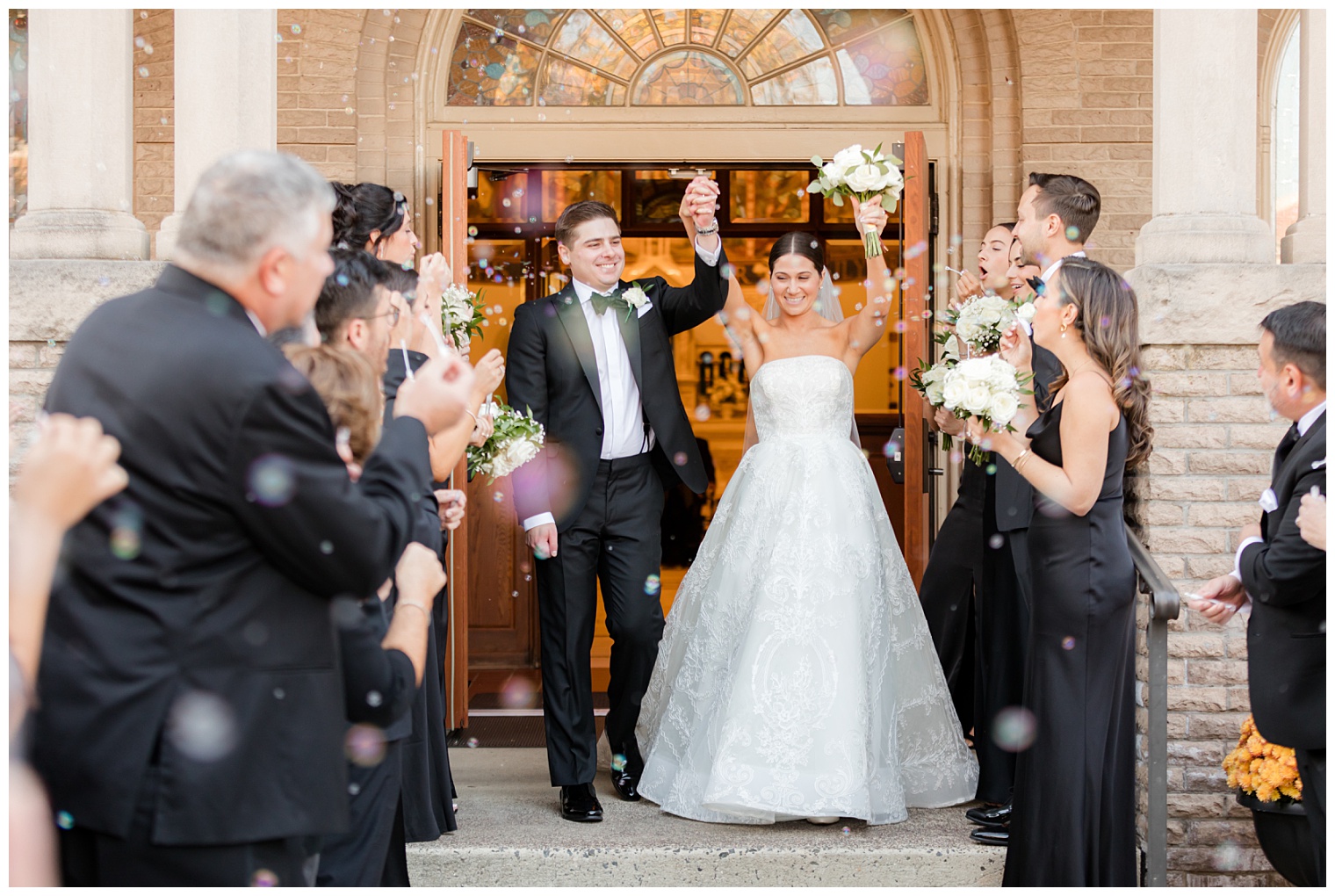 husband and wife outside the church