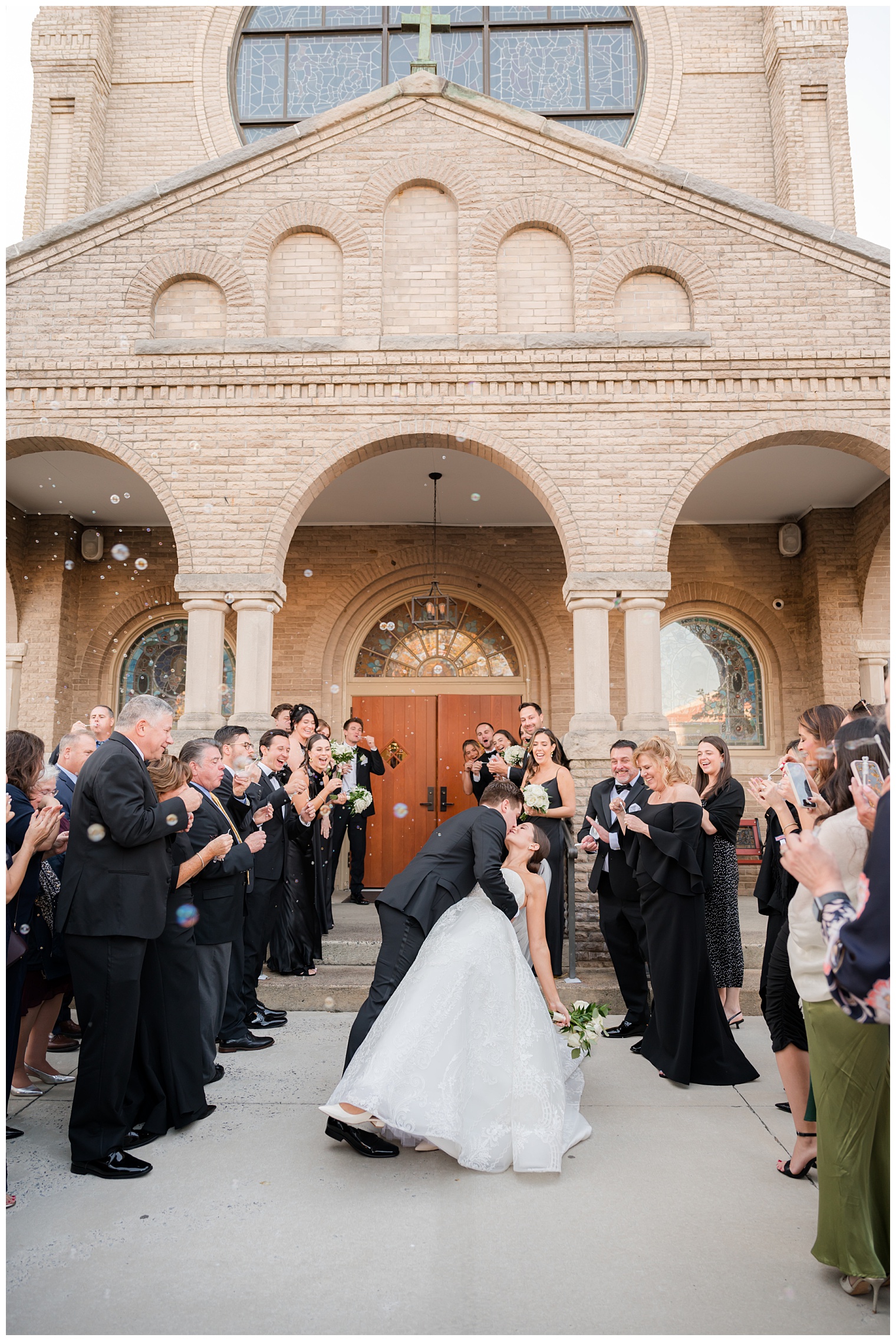 husband and wife kissing