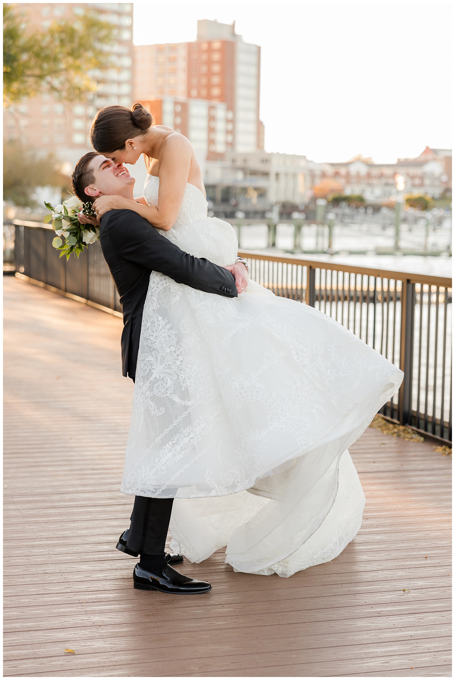 husband and wife kissing