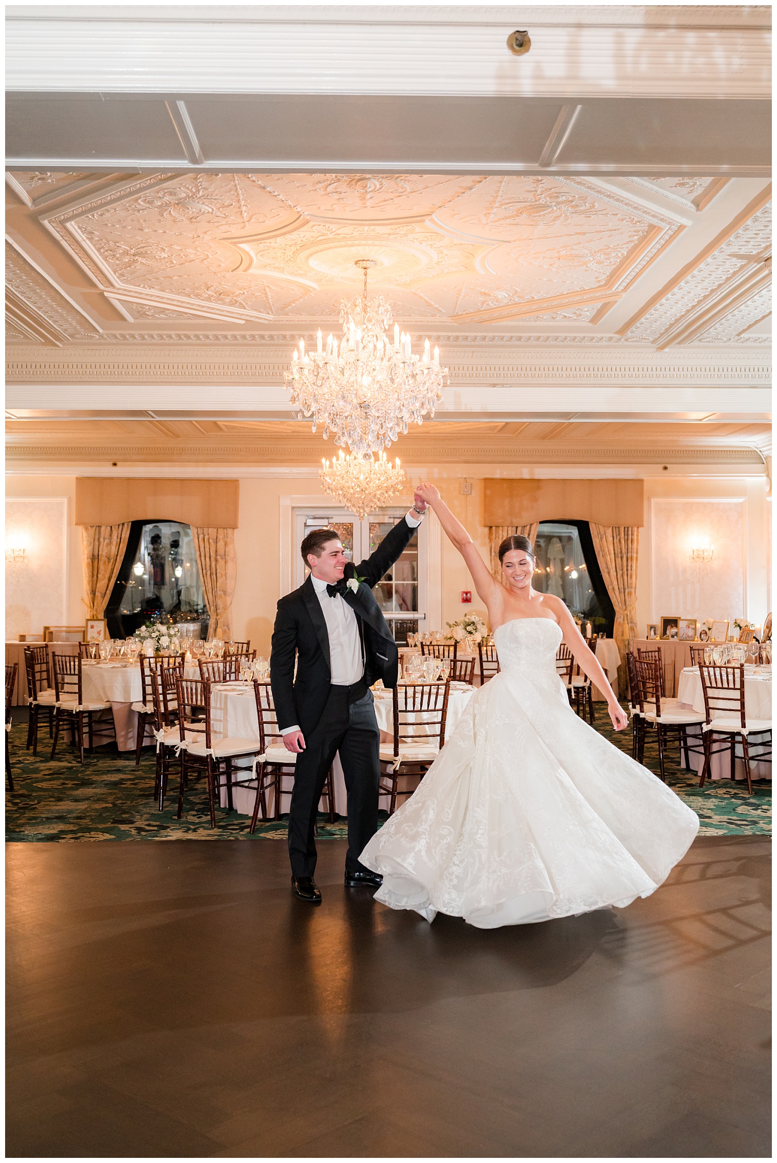 bride and groom dancing