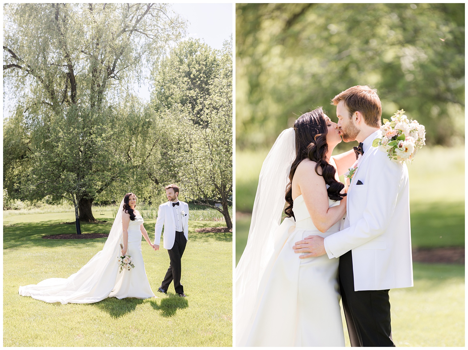 bride and groom walking