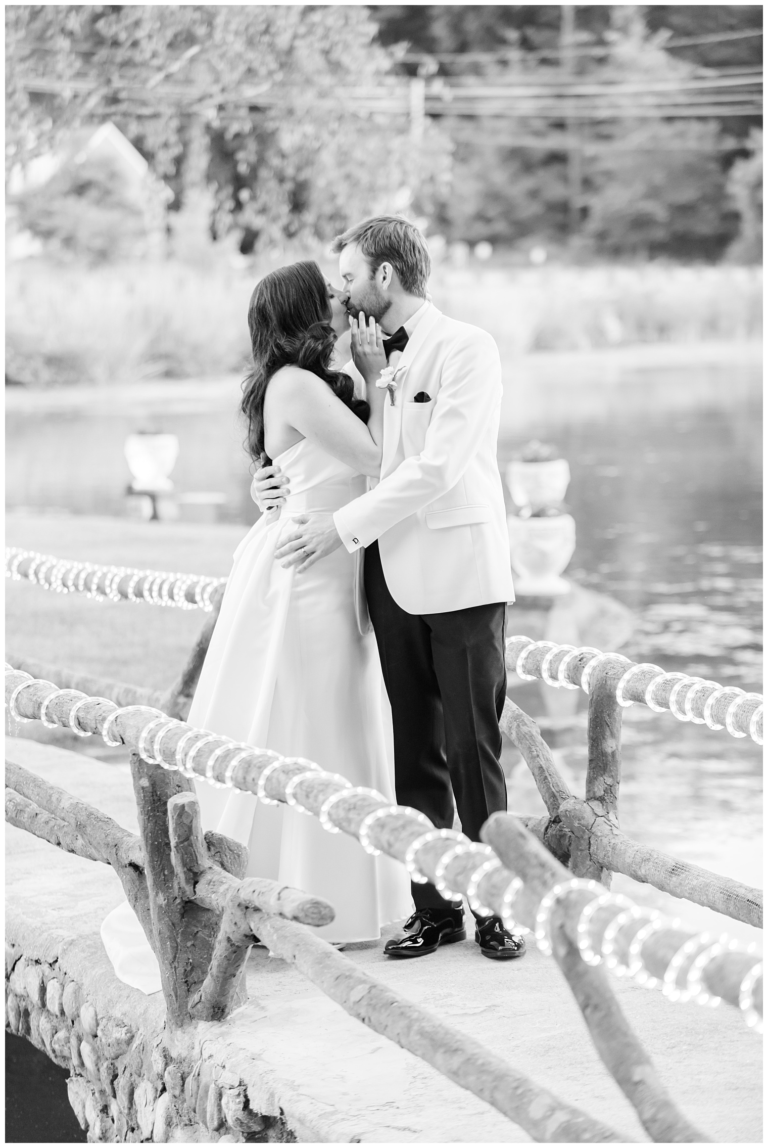 bride and groom kissing