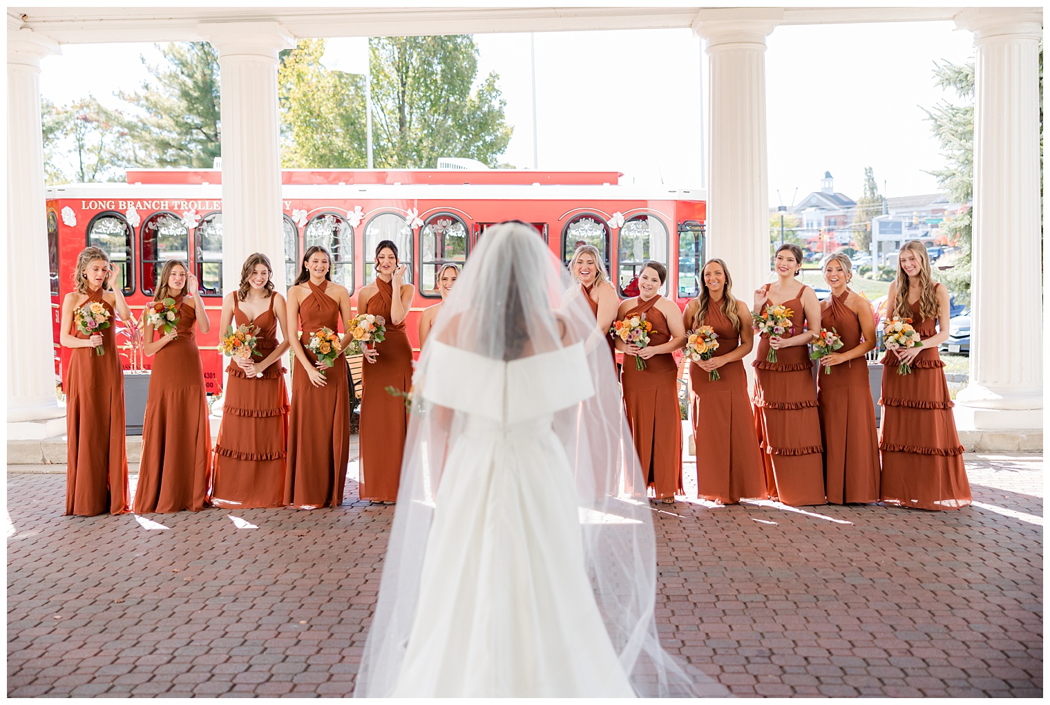 bride with her bridesmaids