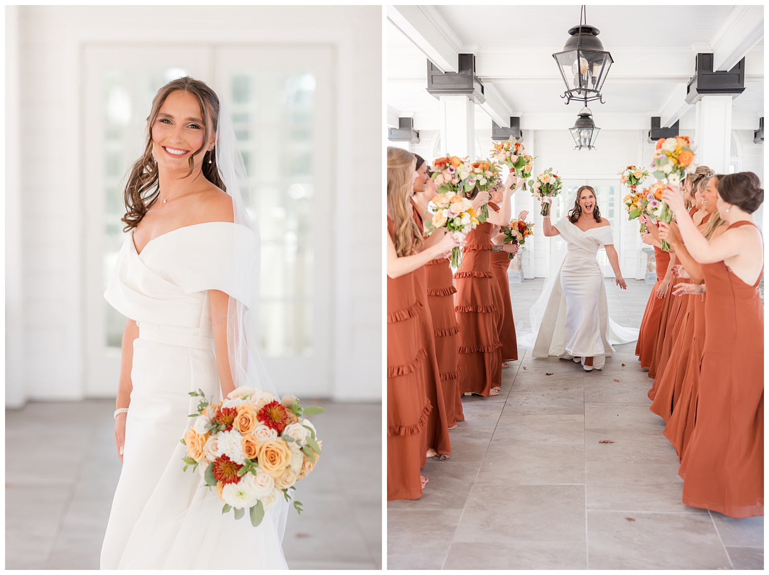 bride with her bridesmaids